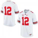 Men's NCAA Ohio State Buckeyes Only Number #12 College Stitched Authentic Nike White Football Jersey DH20I41PS